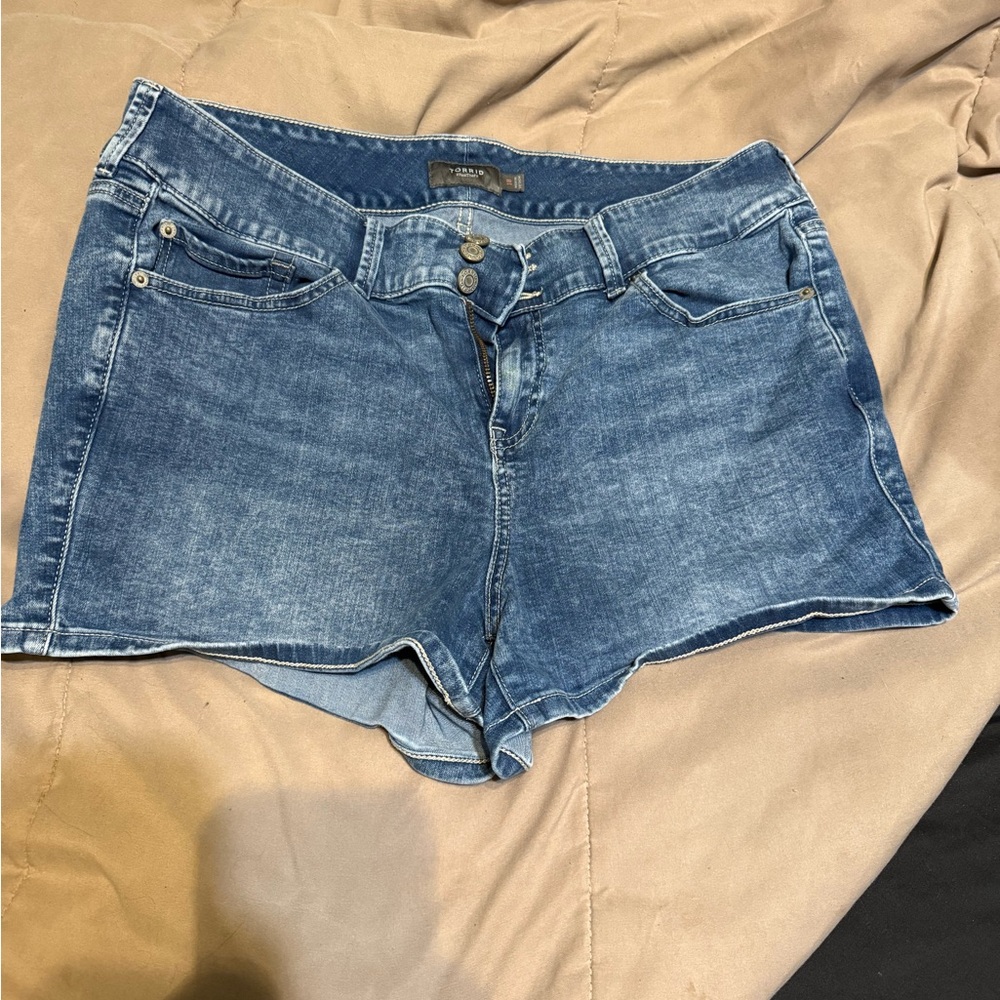 Torrid Blue Cut-Off Jean Shorts